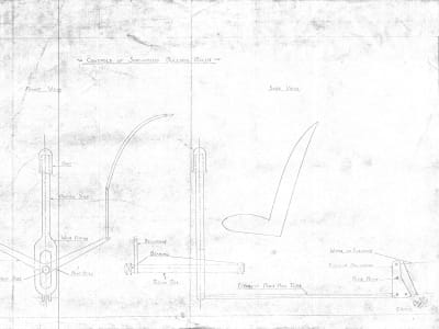 Hall Bulldog flight controls engineering drawing, circa 1932